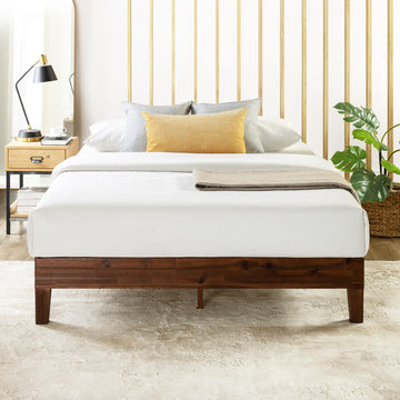 Naturalista Grand - 12 Inch Solid Wood Platform Bed with Wooden Slats - No Box Spring Needed - Queen (Espresso)