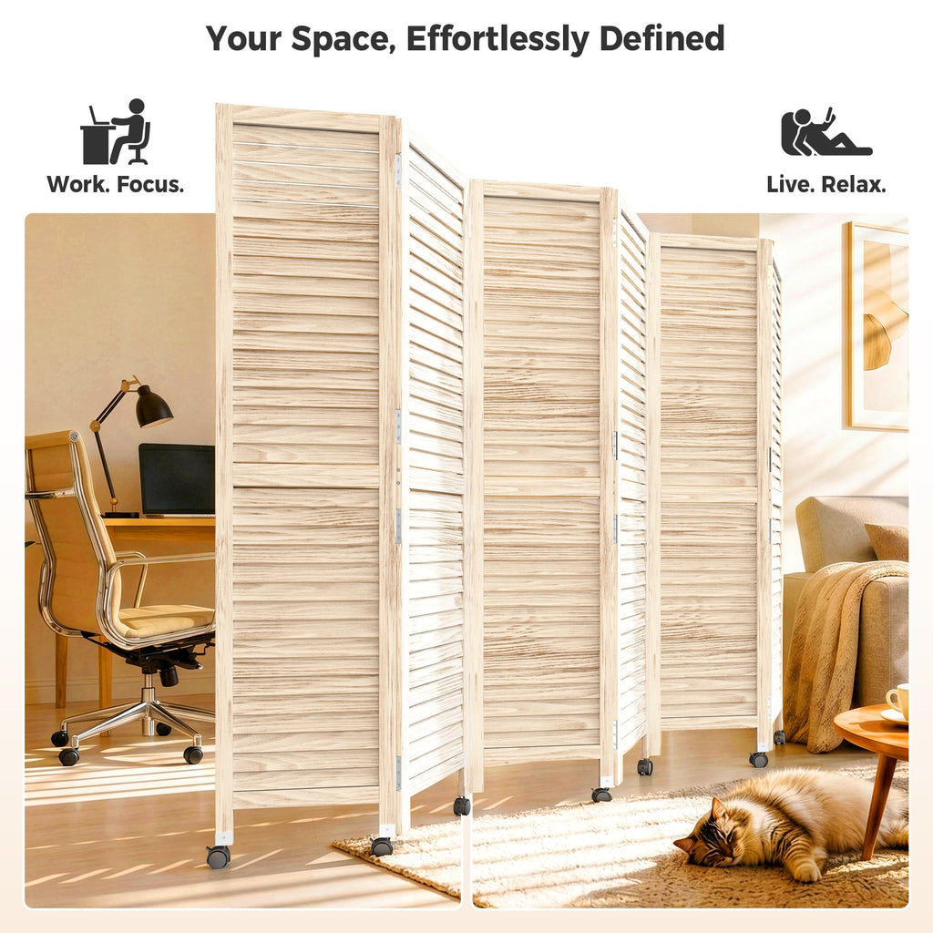 67" H 6 Panel Wood Room Divider