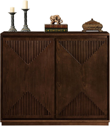 Narrow Sideboard Buffet Storage Cabinet with Solid Wood Doors | Mid Century Modern Accent Credenza Cabinet; Media