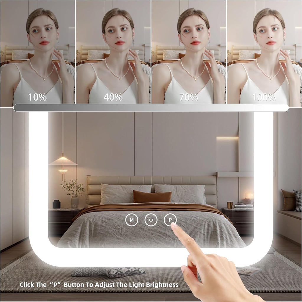 Vanity Mirror with Lights,13.1"×16.7"LED Makeup Mirror,Lighted Makeup Mirror with Lights, Smart Touch Control Dimmable