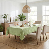 Sage Green Cotton Blend Tablecloth 60×84 Inch Rectangular, Farmhouse Style, Wrinkle Resistant Washab