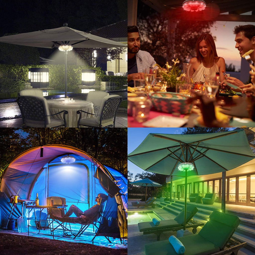 Battery Operated Hanging Lights Outdoor Patio Umbrella Light RF Remote Control,12 Colors Changing Pole Light for