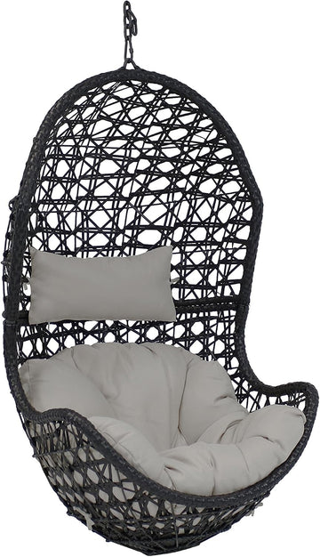 Cordelia Egg Chair with Cushions -Resin Wicker Hanging Chair with 265-Pound Weight Capacity - Hanging Swing Includes