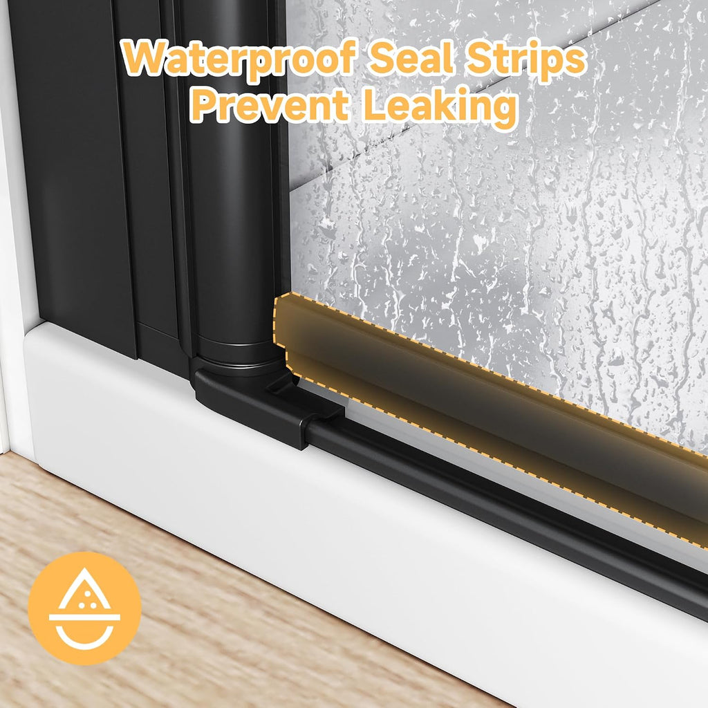 Pivot Shower Door, 34" W x 72" H, 1/4" Tempered Glass Shower Door, Pivot Swing Shower Glass Door, Easy to Clean