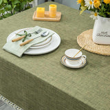 Textured Table Clothes Linen Style Rustic Washable Tablecloth Jacquard Trim Rectangle Table Cloth,Ob