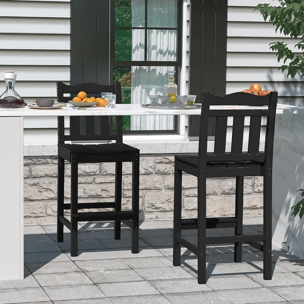 Outdoor Bar Stools Set of 2, HDPE 44 Inch Tall Adirondack Chairs Bar Chairs, Weather Resistance Bar Height Chair