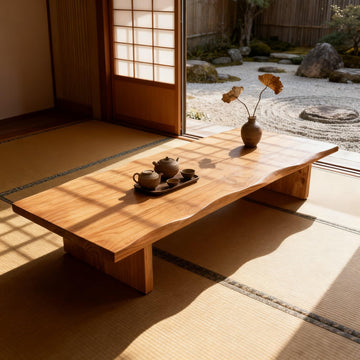 Japanese Floor Table, Solid Wood Low Table Living, Multi-Functional Coffee Table for Small Spaces, No Tools Assembly