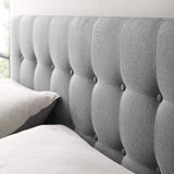 Emily Tufted Button Linen Fabric Upholstered King Headboard in Gray