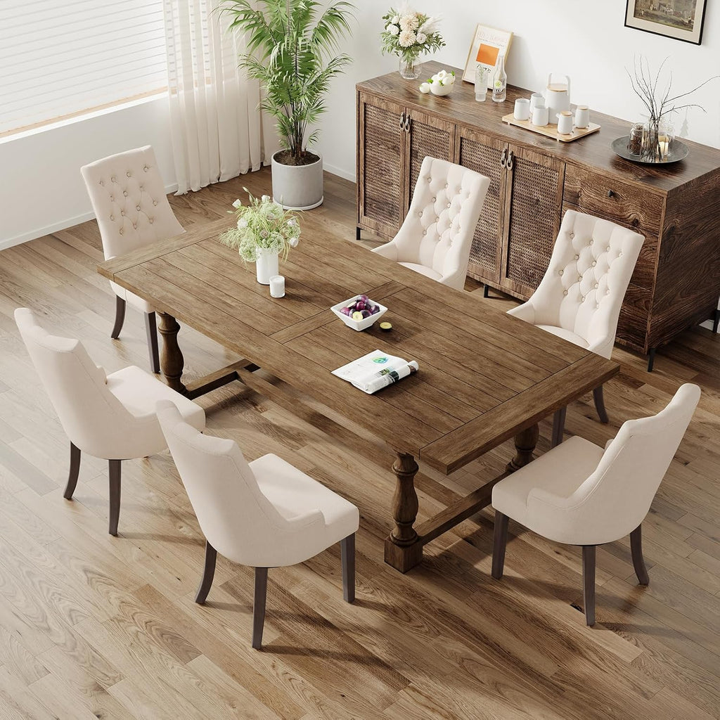Wingback Upholstered Dining Chairs Set of 4, Fabric Side Dining Room Chairs with Tufted Button, Living Room Chairs