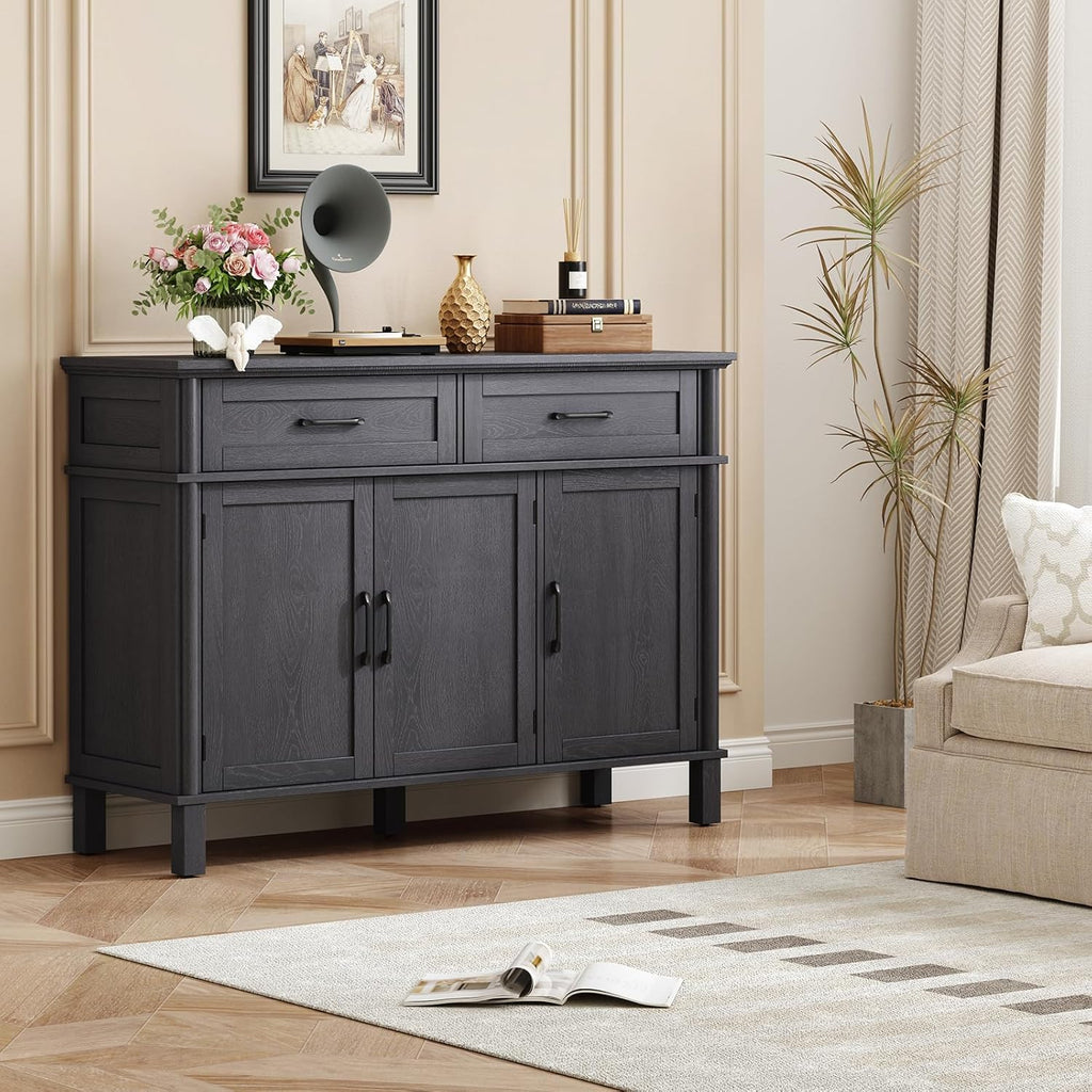 48 Inches Buffet Cabinet with Storage, Farmhouse Sideboard Buffet w/2 Drawers and 3 Doors