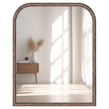 30"x40" Solid Wood Bathroom Mirror Tempered Glass for Wall Mounted, Rustic Wood Frame Wall Mirror Decorative Bedroom