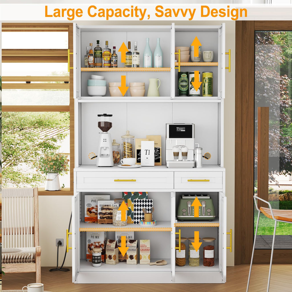 71" Metal Kitchen Pantry Cabinet, Buffet Sideboard with Drawers
