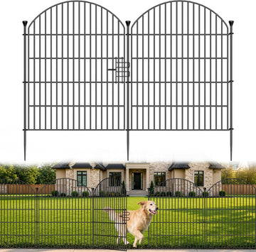 12 Pack No Dig Decorative Garden Fence Panels with Gate, 32in(H) x 29ft(L), Dog Fence Outdoor for Yard, Rustproof