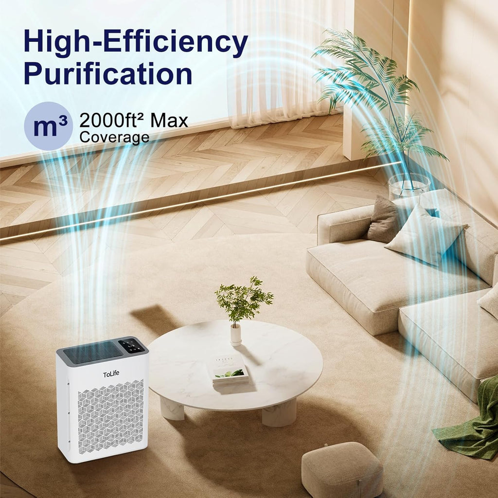 Air Purifier Large Room, HEPA Air Purifiers for Home Pets Hair with Washable Filter, Air Cleaner for