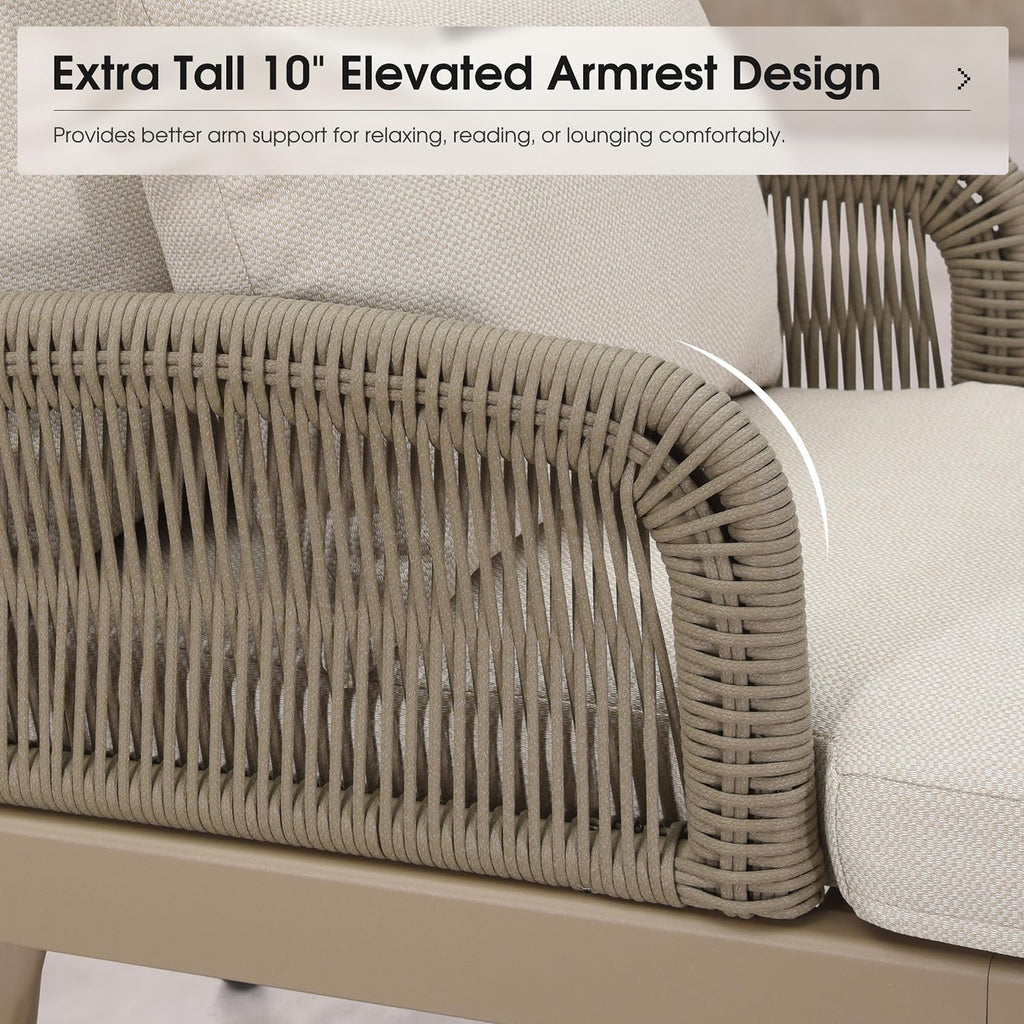 Patio Chaise Lounge Chair with 2 Pillows Aluminum Champagne | Heavy-Duty Aluminum Frame, All-Weather Durability