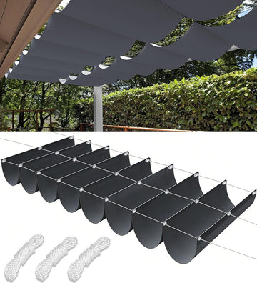 Retractable Wave Sun Shade Sail Waterproof 3x10 FT Sun Shade for Outdoor Garden UV Block Sunshade Cloth Canopy with