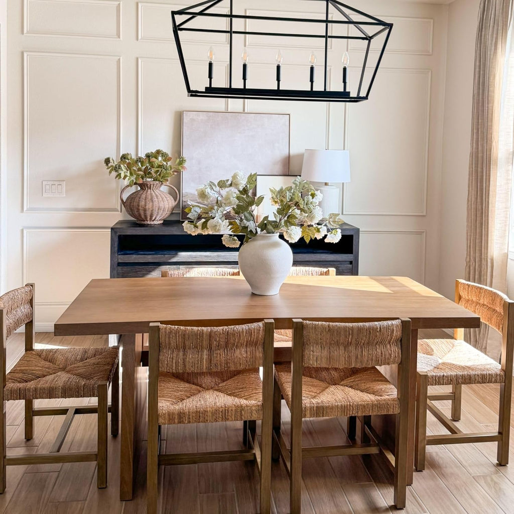 Briggs Modern Dining Table for 6, Small Rectangle Dining Table, Solid Wood in Light Brown Finish