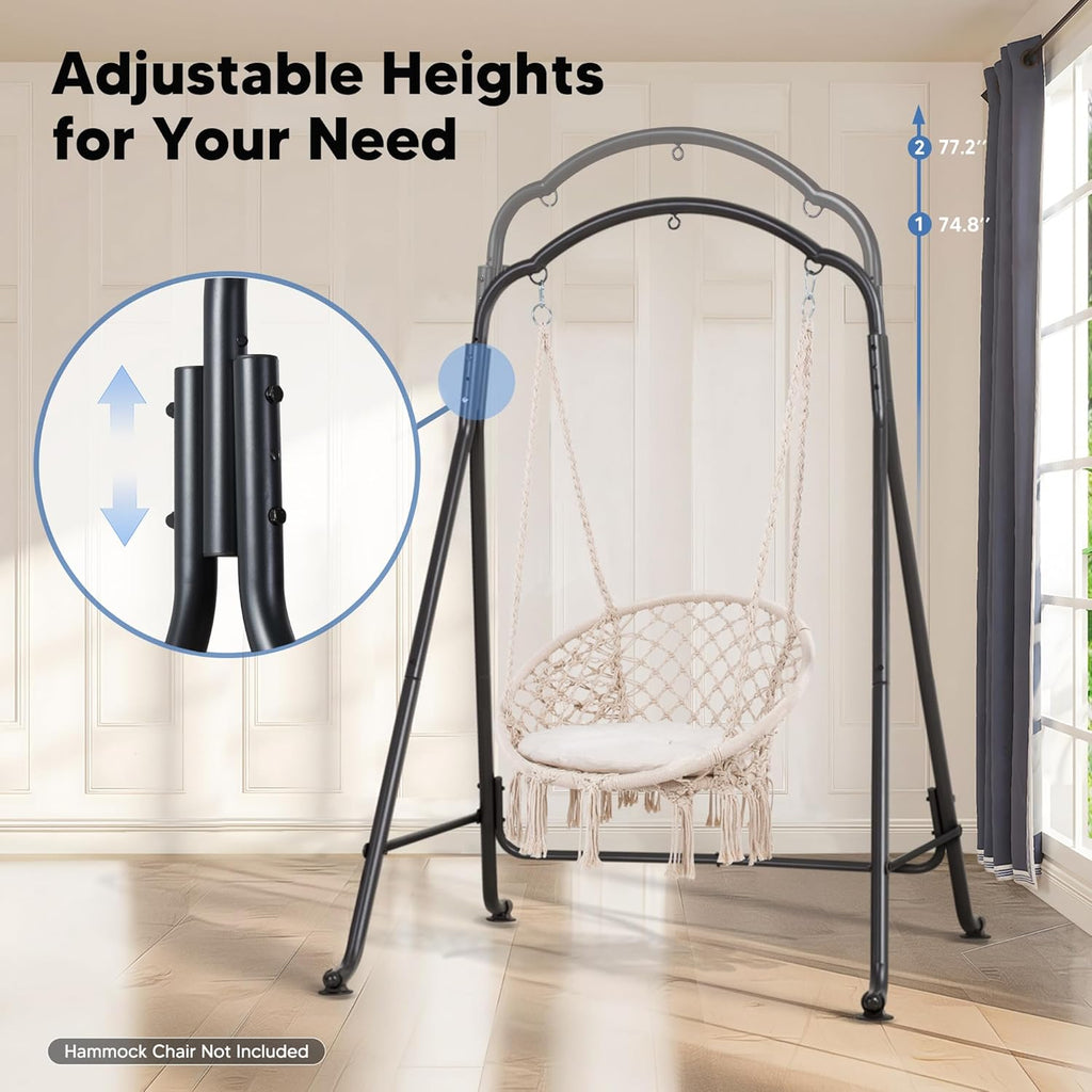 Hammock Chair Stand, Heavy-Duty Steel Swing Stand, 400lbs Capacity, Multi-Use Hanging Chair Stand for Outdoor Indoor