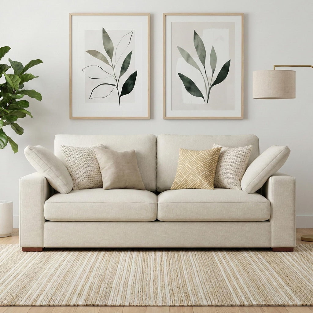 Charlie 78" Wide Performance Fabric 2-Seater Sofa in Cream