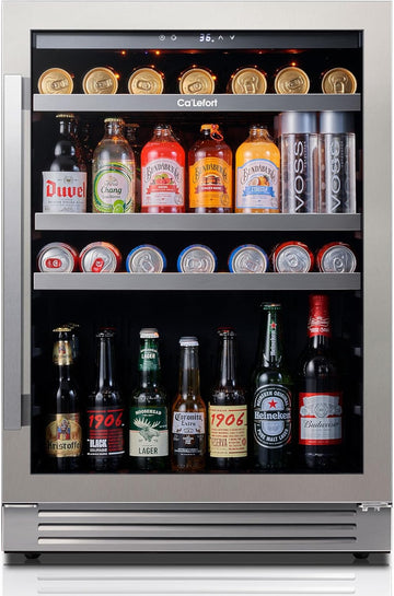 24 Inch Beverage Refrigerator - 180 Can Beverage Fridge with 34°-54°F