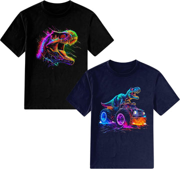 Boys 2 Pack Graphic T-Shirts, Stretch Short Sleeve Tees
