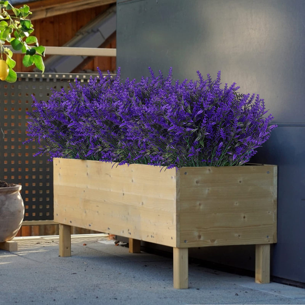 Artificial Plants Outdoor Artificial Lavender Flowers Shrubs 12 Pcs