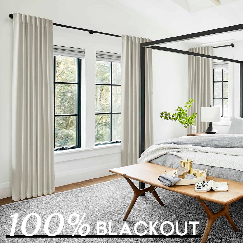 94 Inch Cat Proof Linen Pleated Blackout Curtains with Hooks, Perfect Length for Ring Top or Pinch Pleat Hanging