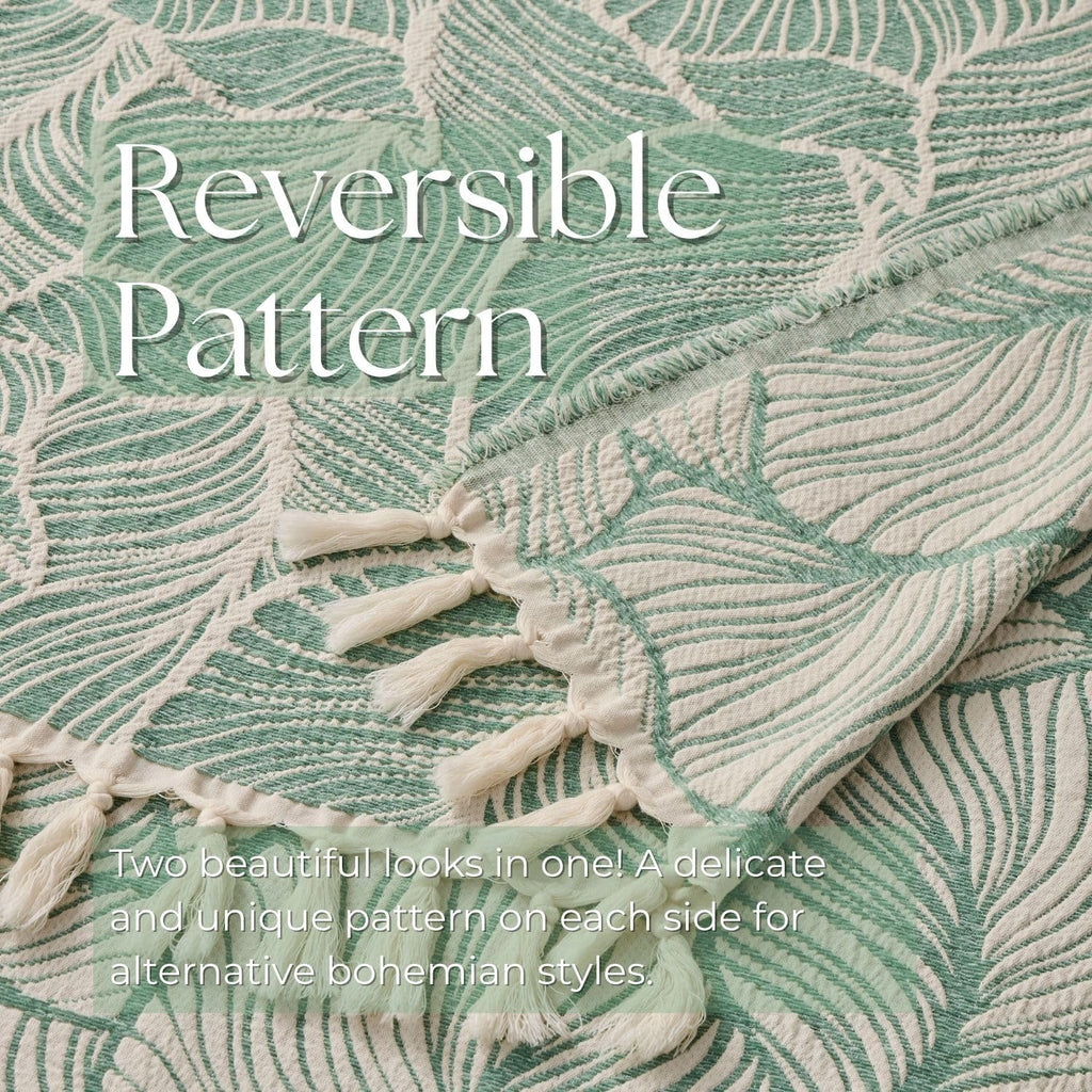 Chenille Cotton Throw Blanket, Lightweight Boho Blanket