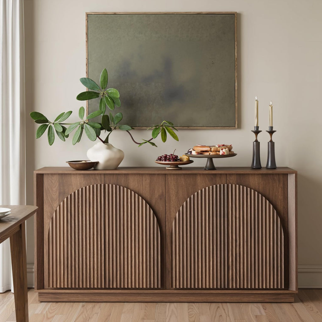 65" Sideboard Buffet Cabinet with Storage, Modular Credenza, Walnut | Modern Accent Cabinet for Living Dining Room