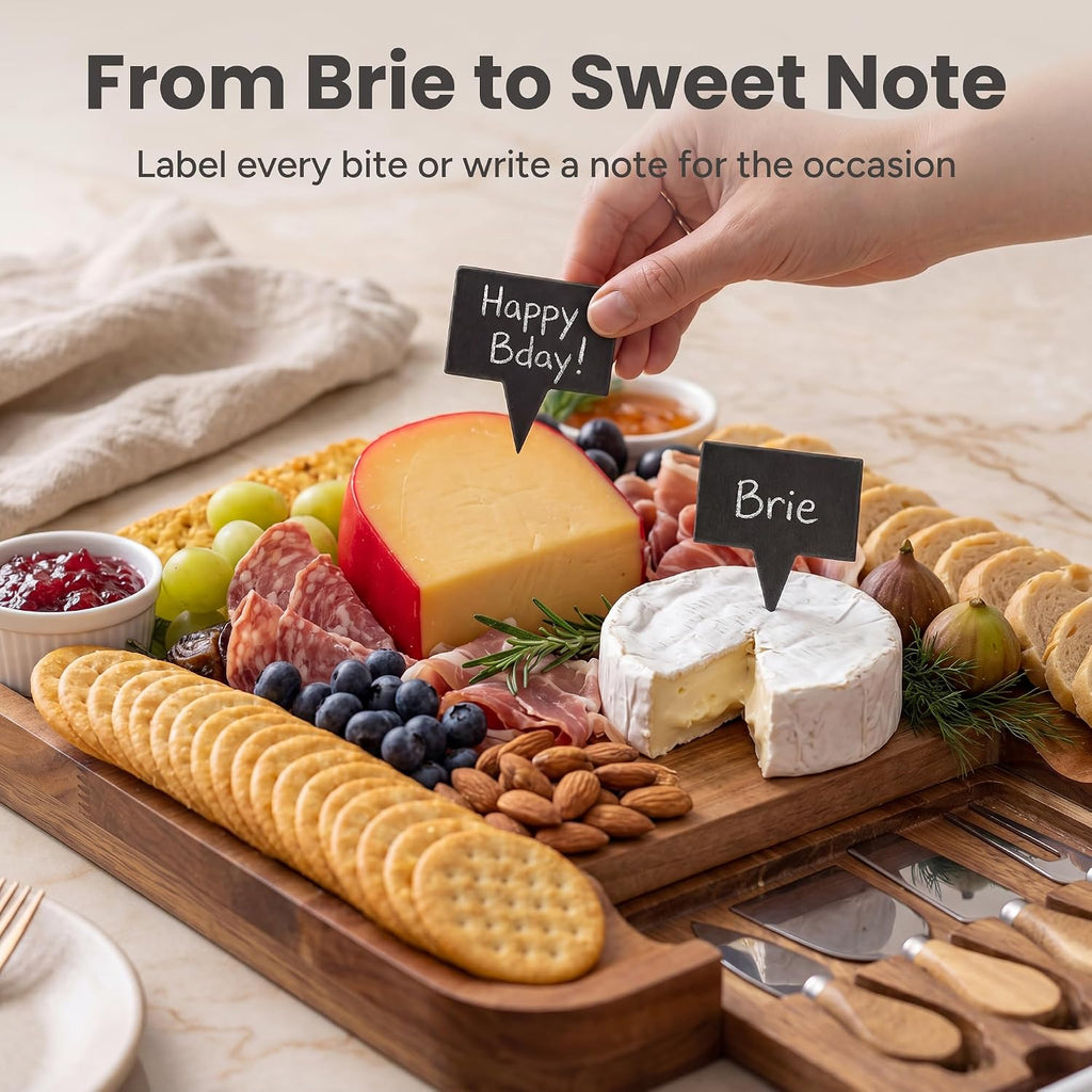 Charcuterie Board Set with Serving Accessories, Acacia | Serving Board Gift warmings, Weddings and Birthdays, Great