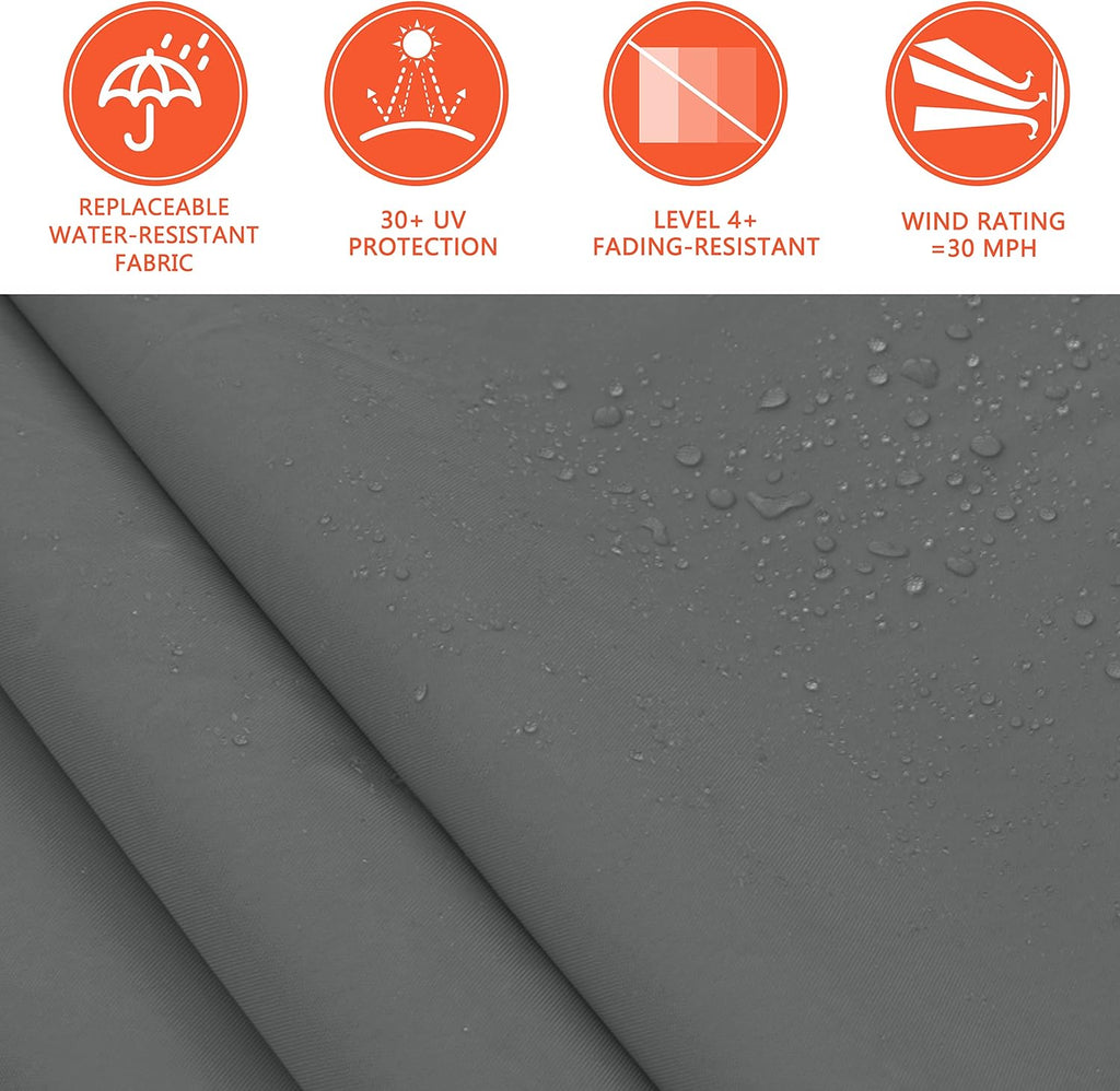 8'x7' Retractable Patio Awning Sun Shade Cover, Outdoor Shelter for Deck with Manual Crank, 78in Projection, Grey