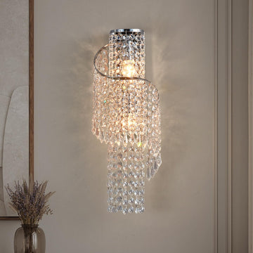 K9 Crystal Chrome Wall Sconces, Adjustable 3-Color LED Wall Light, FixtureVanity Wall Mount Lamps Bedroom Bathroom