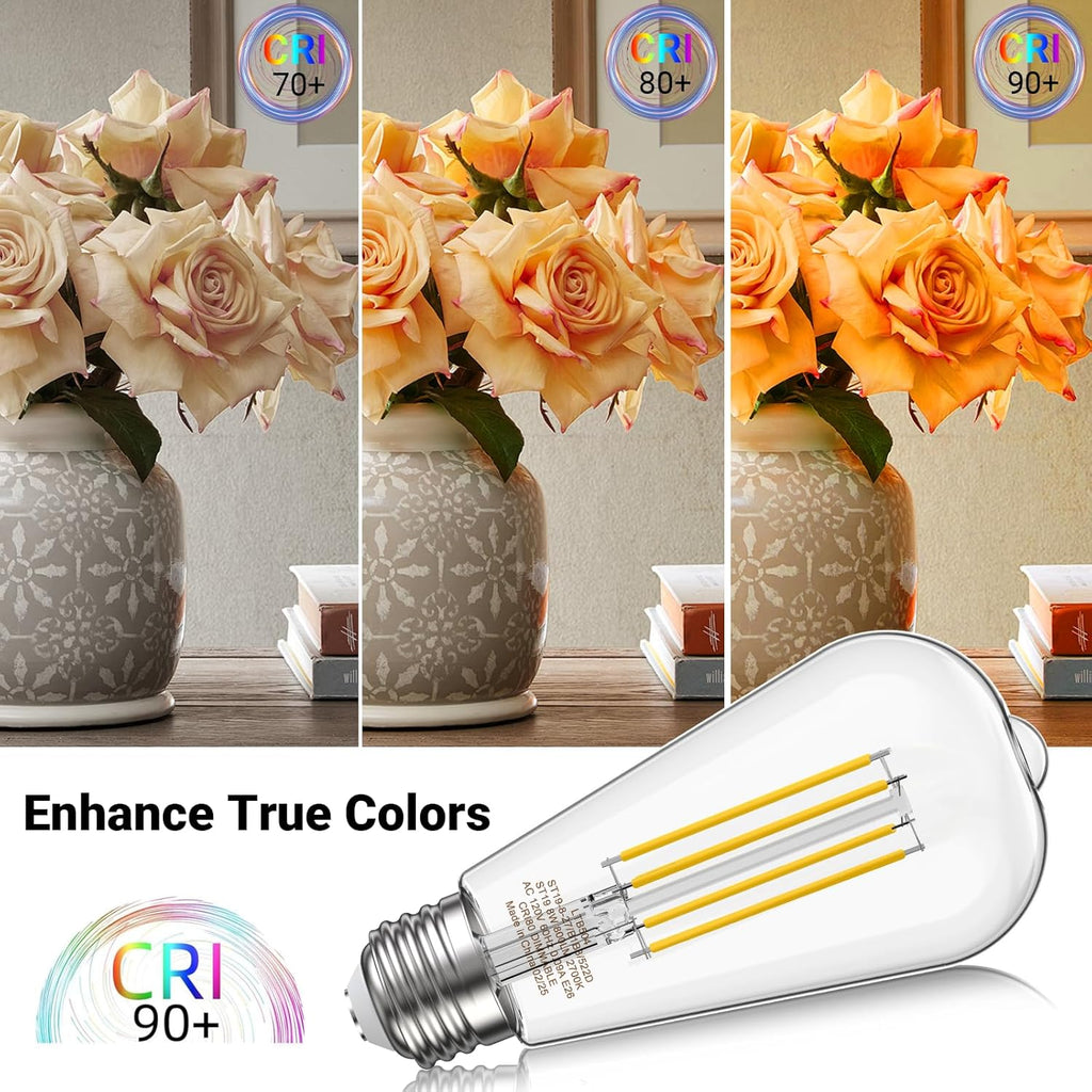 Edison Light Bulbs 5.5W, 60W Equivalent Dimmable Vintage LED Light Bulbs, 500LM E26 Medium Base Soft White 2700K LED (12 Pack)