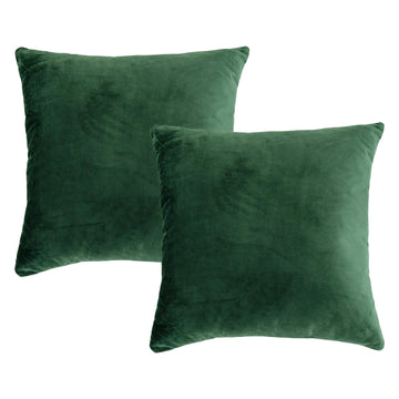 Super Soft Velvet Throw Pillow Covers for Bed Couch Sofa Bench, 26 x 26 inch (65 cm), Olive, Pack of 2