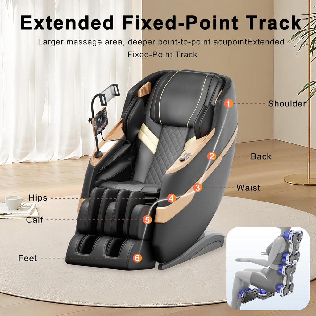 Massage Chair Full Body, Zero Gravity Massage Recliner with 12 Fixed Casters, Full Body Airbag Massage, Waist and Leg