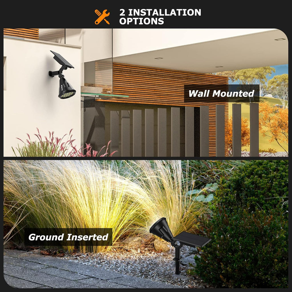 Solar Spot Lights Outdoor, 21 LEDs Solar Outdoor Lights Auto On/Off with 3 Modes, IP67 Waterproof Yard Spotlight