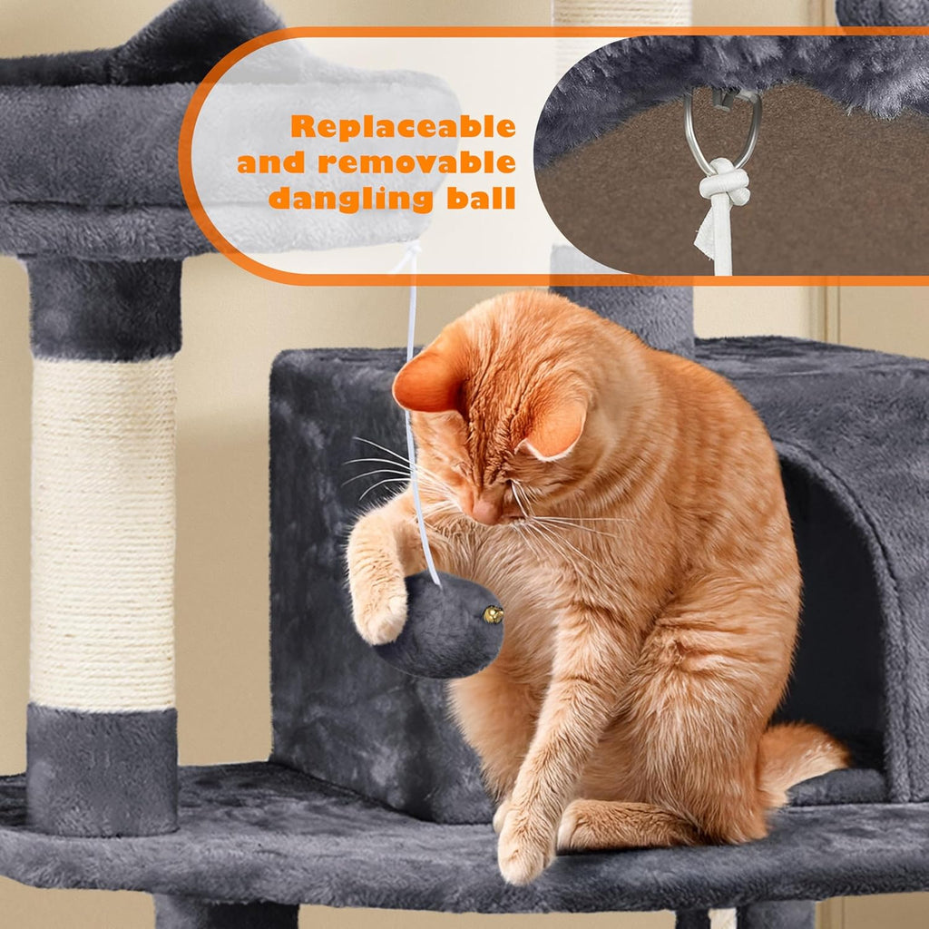 62.5inches Cat Tree Cat Tower Cat Condo with Platform & Hammock