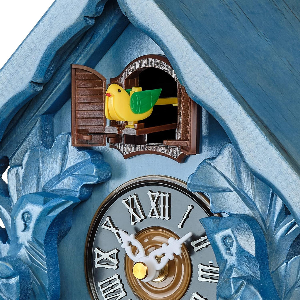 Cuckoo Clock with Night Mode, Singing Bird, Wooden Decorations and Swinging Pendulum