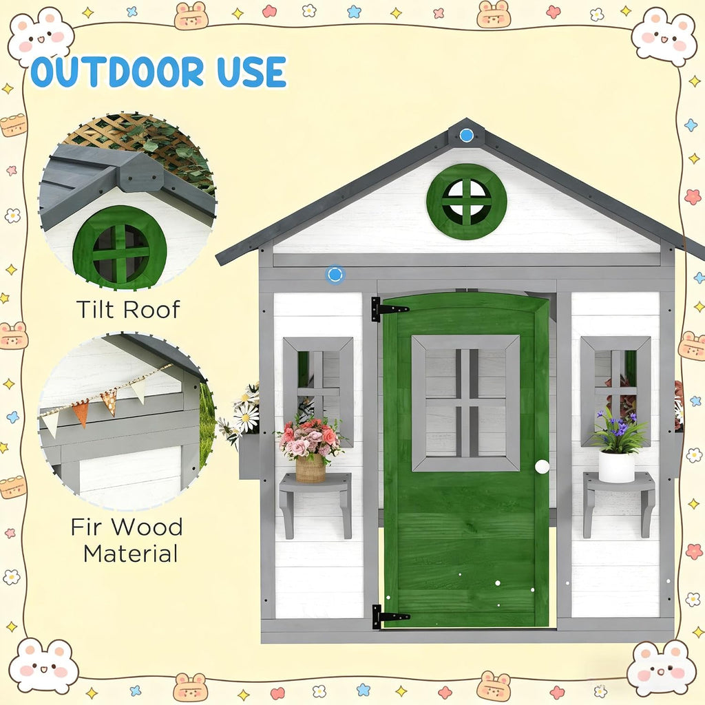 Outdoor Kids Cottage,Wooden Playhouse