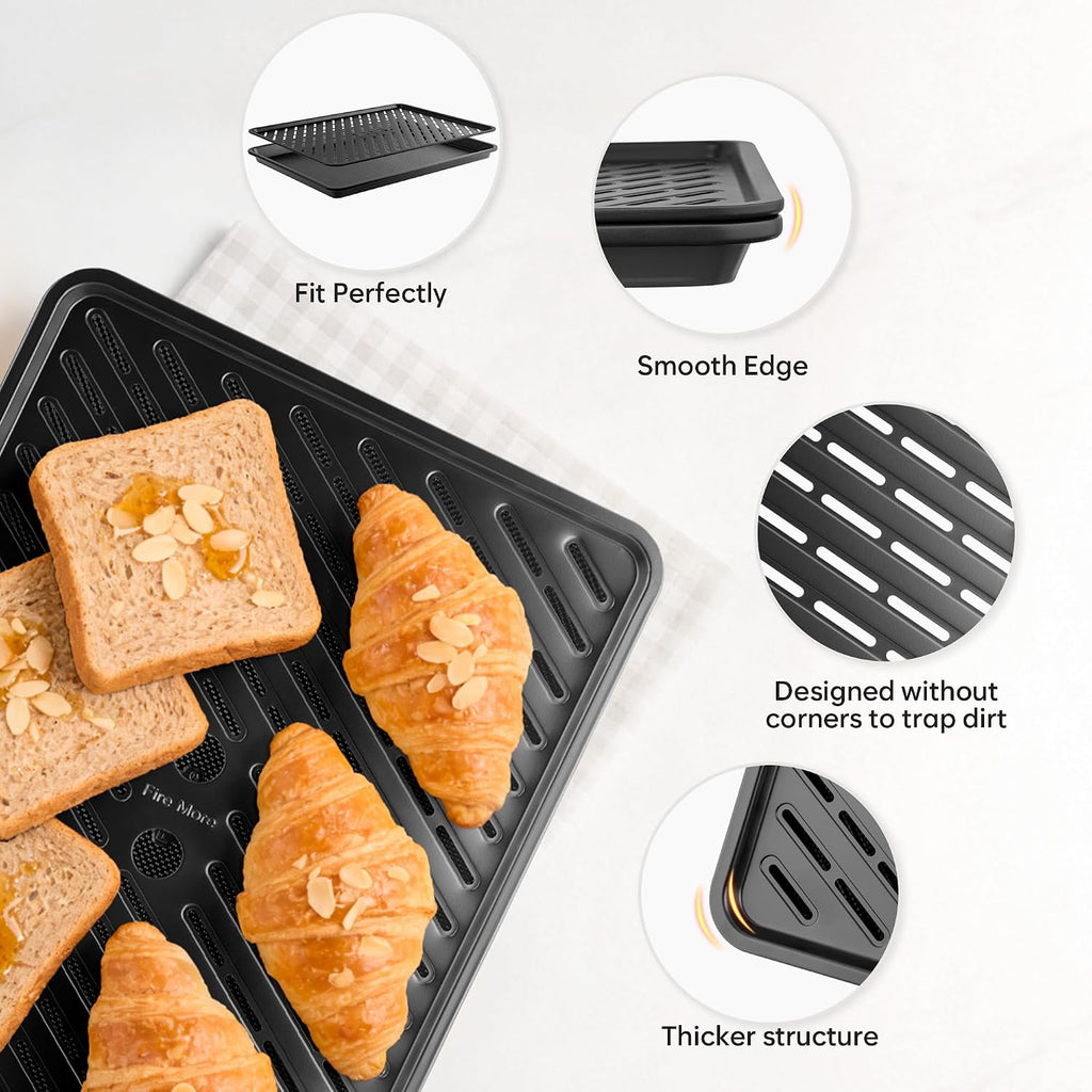 Nonstick Sheet Set with Cooling Rack, 4-Piece Cookie Sheets for , 0.8mm Heavy Duty Carbon Steel Oven Pans, Ceramic
