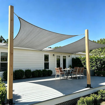 Rectangle Sun Shade Sail, 12'x16', Cool Grey | Resists Aging From Sun &Rain,Block UV 90%+ ,Cools 8-15°C,For Backyard