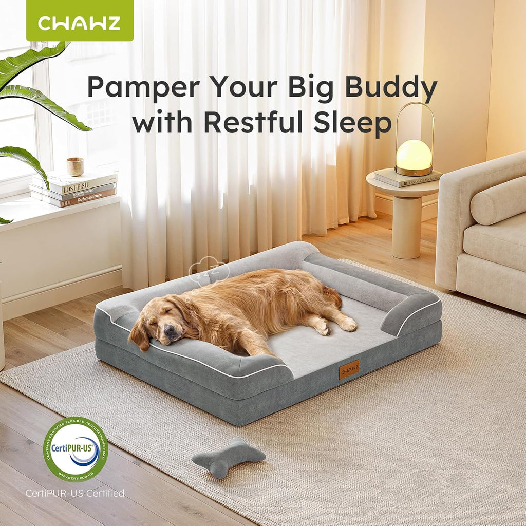 Extra Large Dog Bed, Orthopedic Dog Bed with Cooling Gel Memory Foam