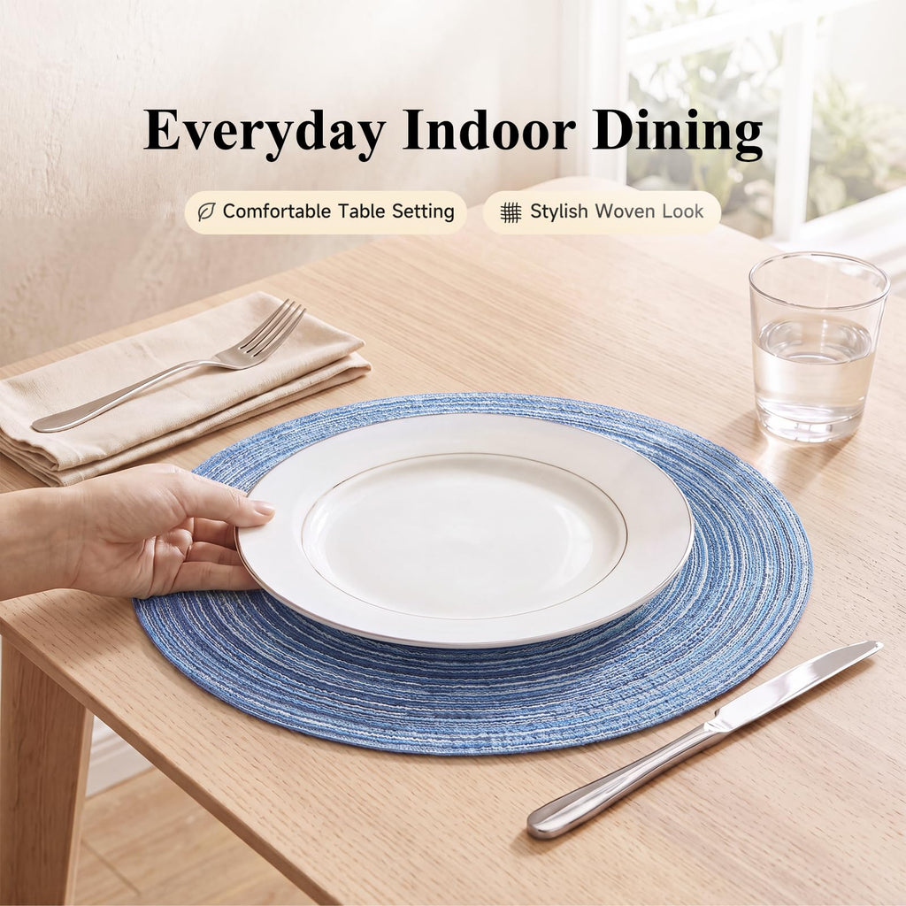 Round Braided Placemats Set of 4 Dining Table Placemats 15 inch Circle Place Mats Easy to Clean Table Mats Indoor