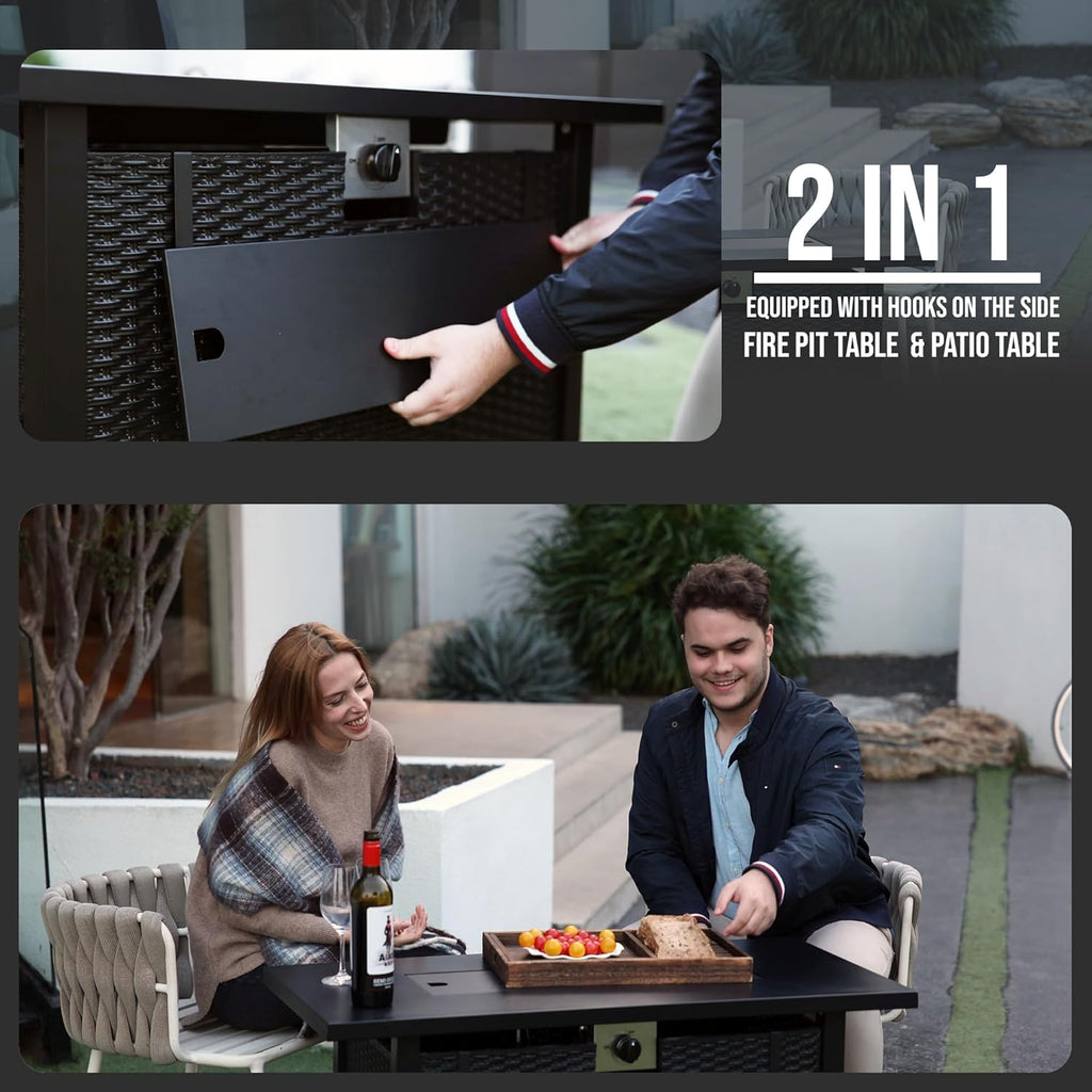 Propane Fire Pit Table - Rectangle 43 Inch Outdoor Firepit