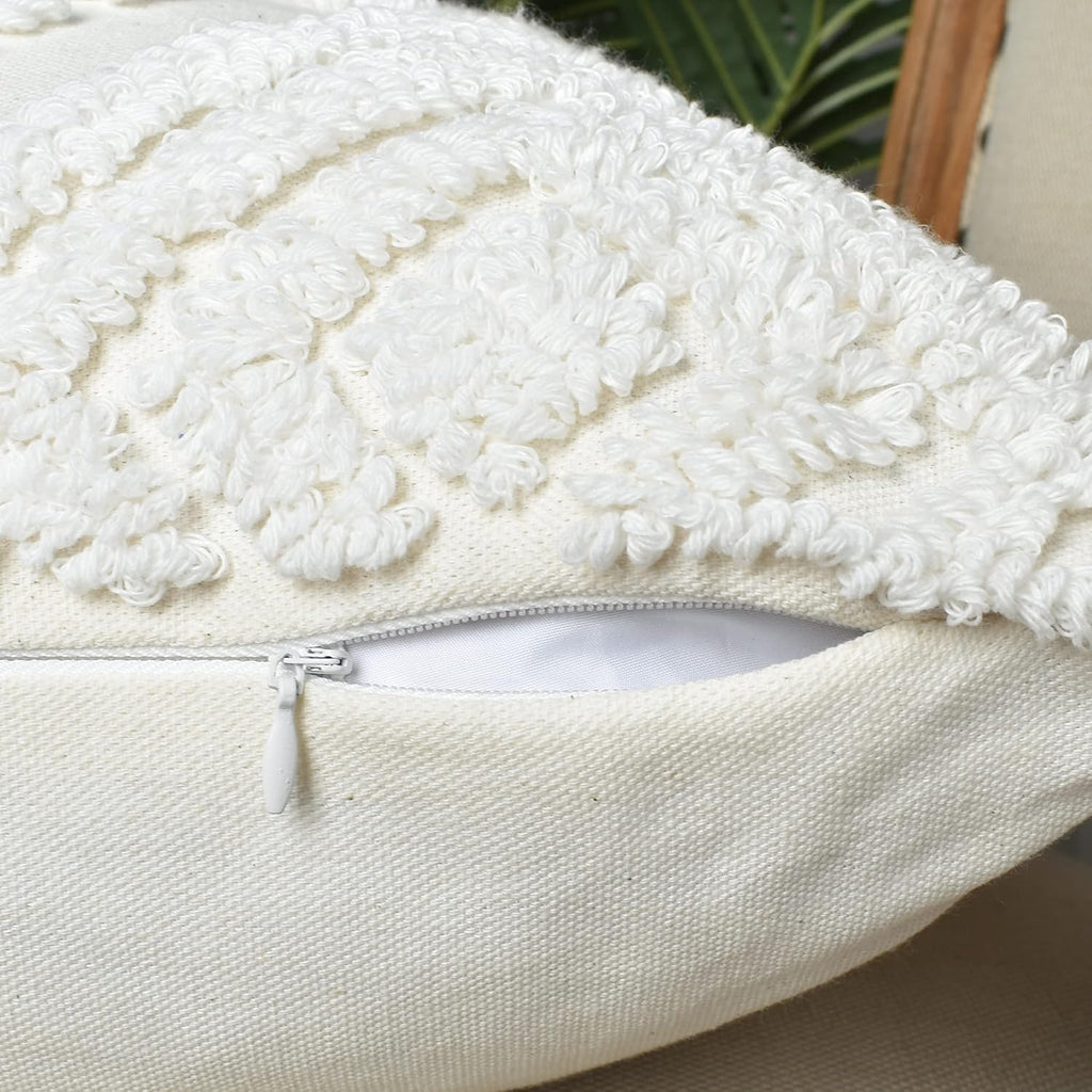 Boho Sofa Throw Pillow Covers - Exquisitely Crafted with Hand-Finished Tuft with Thick Cotton Tassel Details - Soft &