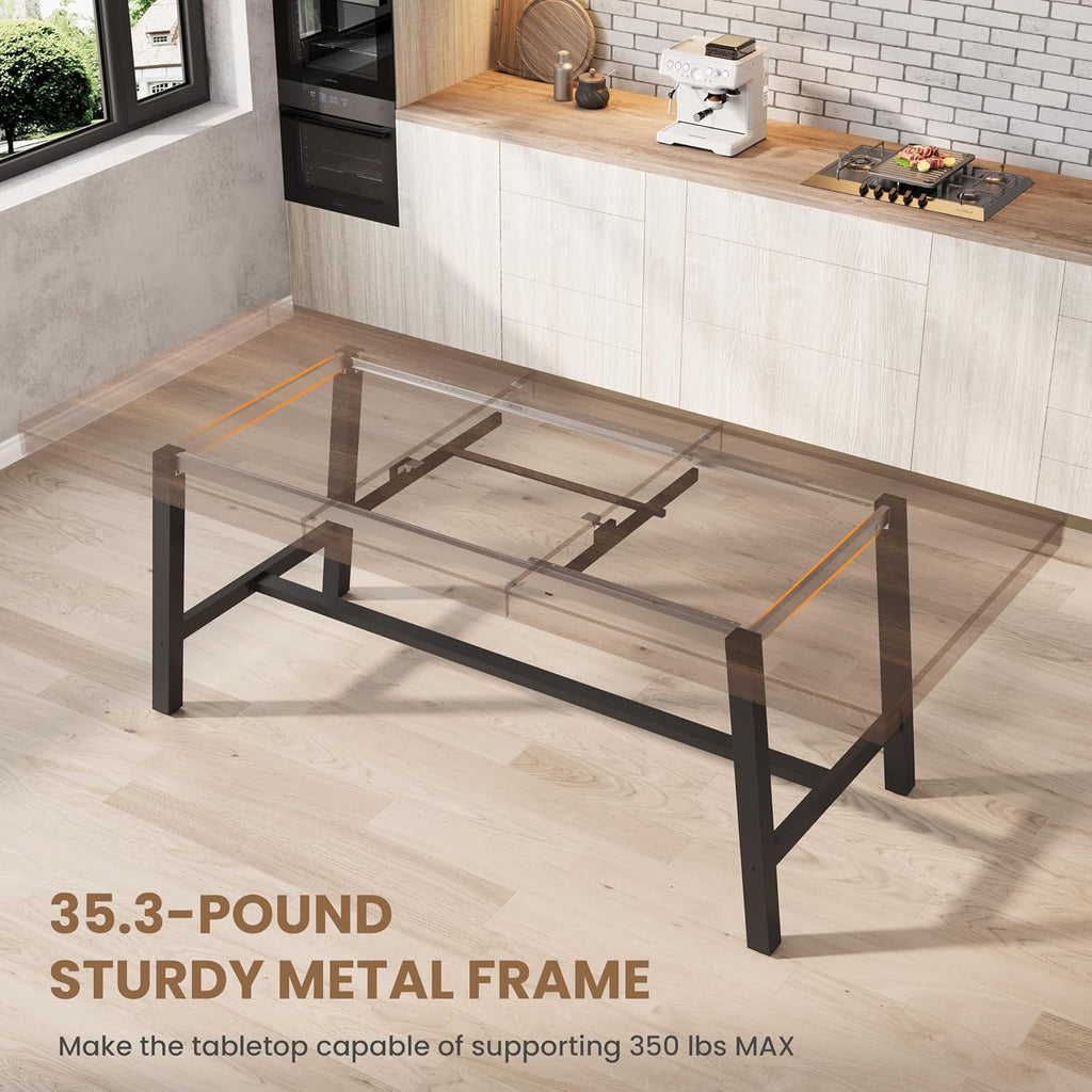 63-83" Extendable Dining Table, Industrial Rectangular Dining Room Table for 6-8 People, Expandable Kitchen Table
