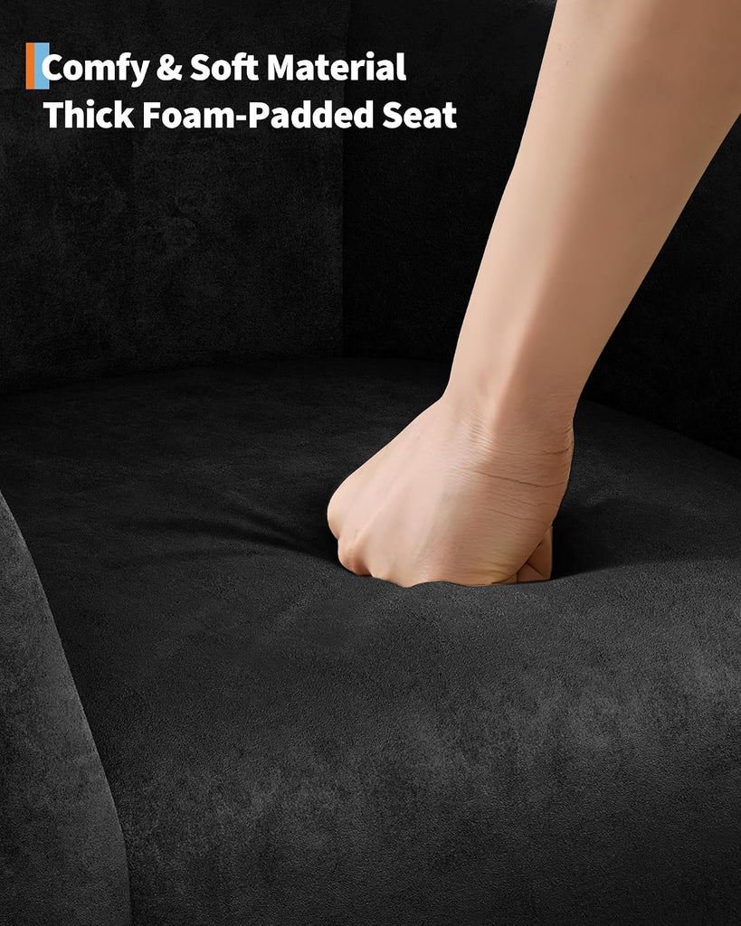 Accent Chair Club Chair Cozy Armrest Upholstered Velvet Barrel Chair with Solid Legs Bedroom Study Waiting Room(Black)
