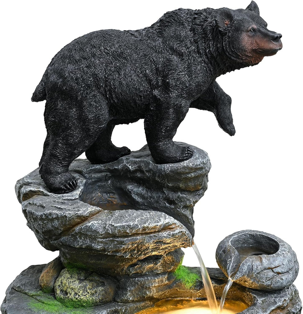 44" Outdoor Fountains and Waterfalls LED - Patio Water Fountains Outdoor for Outdoor Gardens Backyards Lawns Balconies