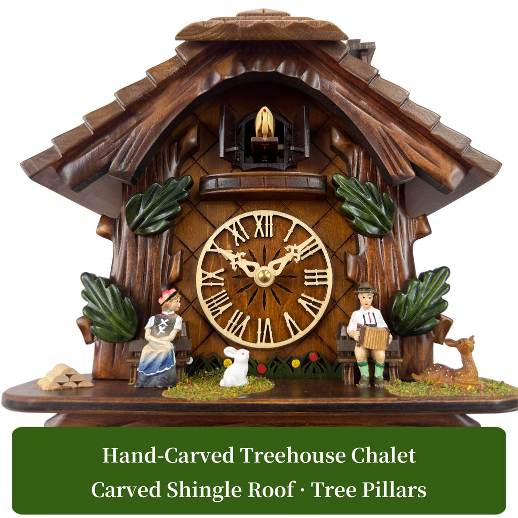 Musical Cuckoo Clock for Wall, Black Forest Chalet, Quartz