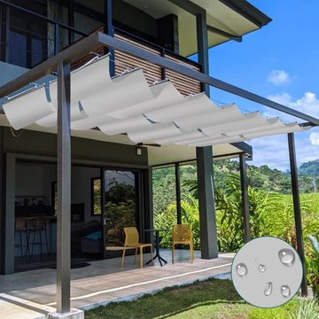 3' x 12' Waterproof Pergola Shade Cover Retractable Sun Shades Outdoor Patio Pergolas Canopy Replacement Pergola Kit